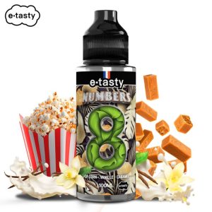 Huit 100ml – Numbers by E.Tasty – E-liquide Popcorn, Vanille et Caramel | Vape 100ml PG/VG 40/60